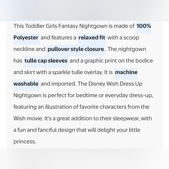 Disney Toddler Girls Fantasy " Wish" Nightgown - Picture 6 of 6